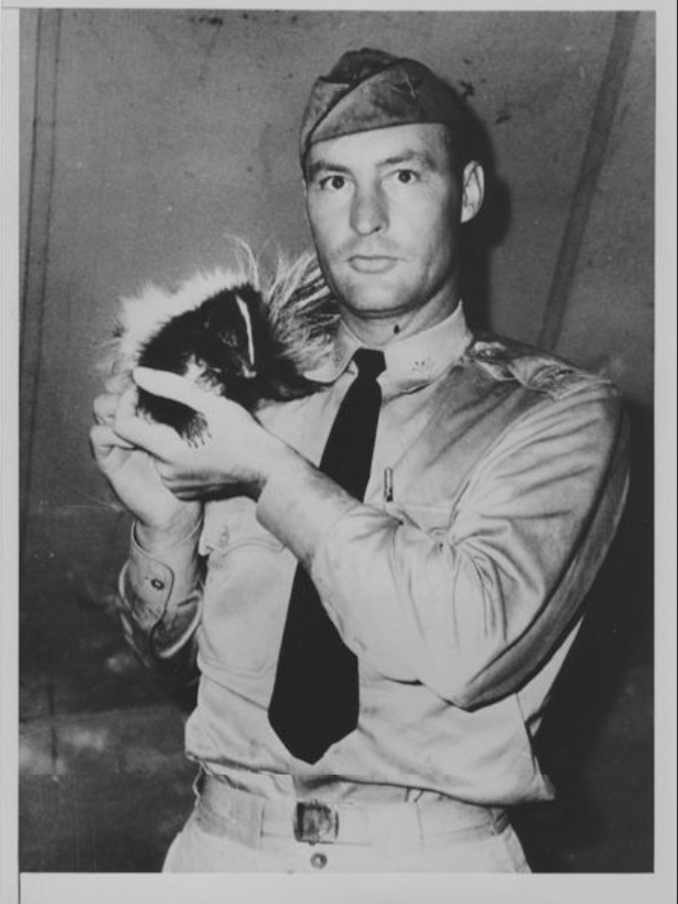 Black Narcissus with his owner, Lieutenant Douglas T. Mitchell.