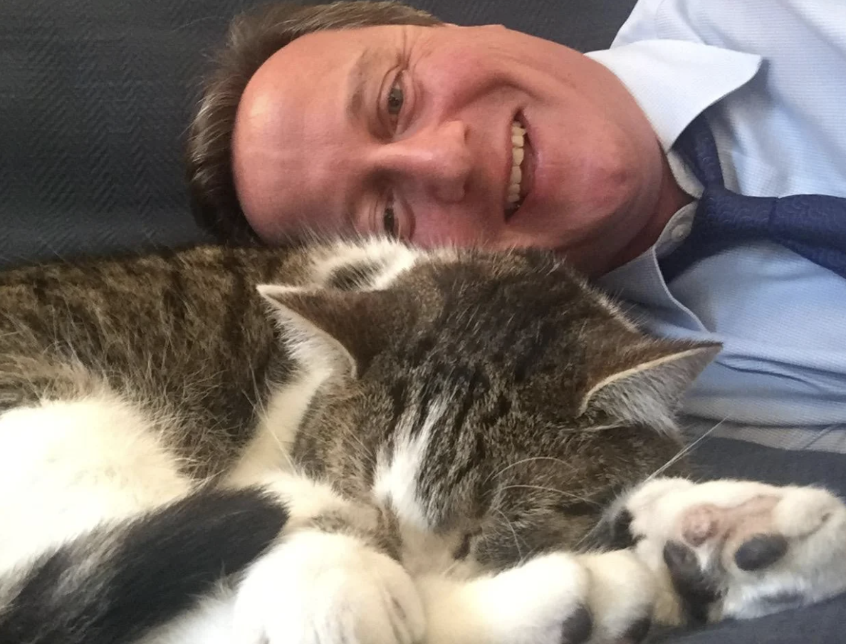 Larry with his first prime minister, David Cameron