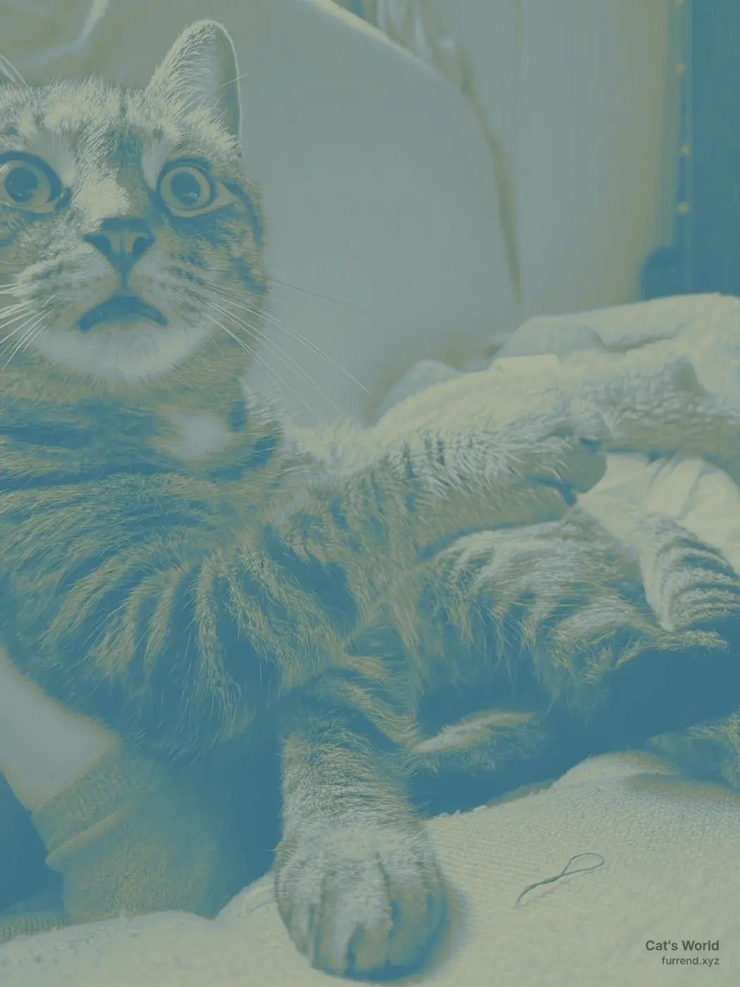 A tabby cat seen from another cat's point of view